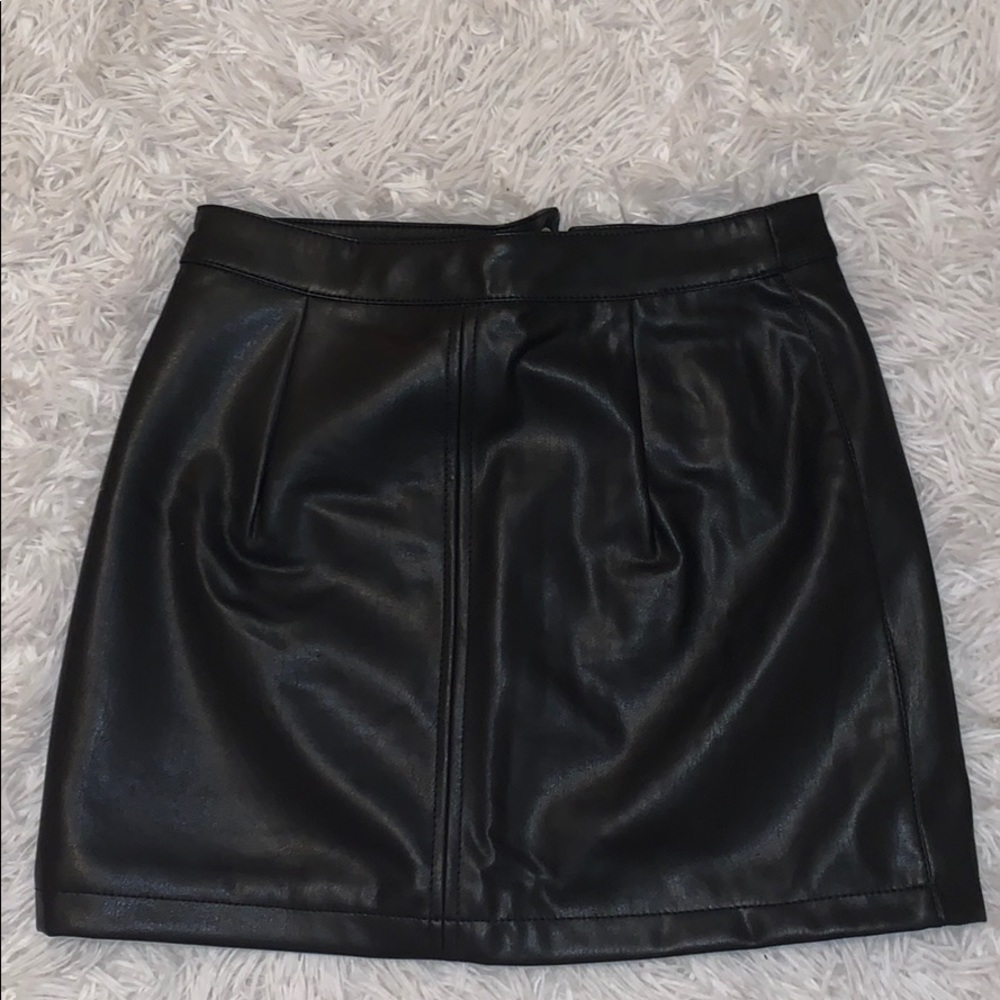 Faux Black Leather Skirt - Picture 1 of 2